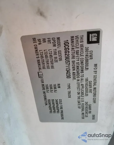 2007 Chevrolet Express G2500 from USA, damaged, VIN 1GCGG29U571134230